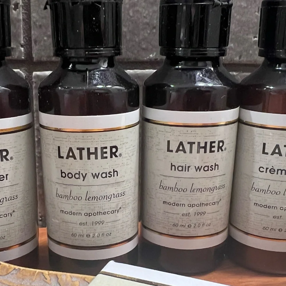 New Lather Bamboo Lemongrass 7 piece Travel Toiletries Set